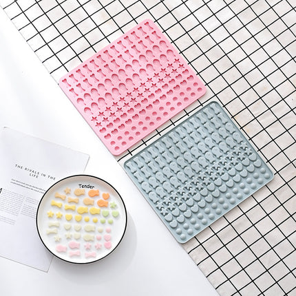 130 Grids Silicone Mat Baking Mold Mini Pet Snacks Dog Food Baking Pan Mold Biscuit Cake Mold, Blue, Pink - DealBuddy