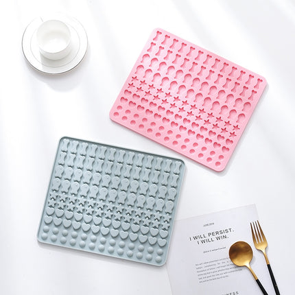 130 Grids Silicone Mat Baking Mold Mini Pet Snacks Dog Food Baking Pan Mold Biscuit Cake Mold, Blue, Pink - DealBuddy