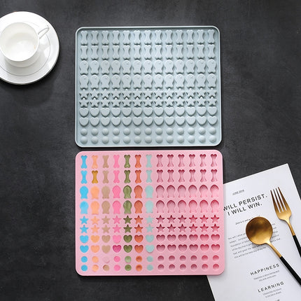 130 Grids Silicone Mat Baking Mold Mini Pet Snacks Dog Food Baking Pan Mold Biscuit Cake Mold, Blue, Pink - DealBuddy