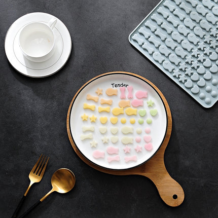 130 Grids Silicone Mat Baking Mold Mini Pet Snacks Dog Food Baking Pan Mold Biscuit Cake Mold, Blue, Pink - DealBuddy