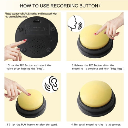 Pet Communication Button Dog Vocal Box Recording Vocalizer, Style: Recording Model, Dark Blue, Light Blue, Green, Purple, Red, Orange, Rose Red, Pink, Yellow, Lake Blue, White - DealBuddy