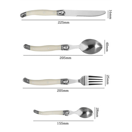 Stainless Steel Knife Fork Spoon Set Plastic Handle Western Tableware, 6 Forks, 6 Spoons, 6 Tea Spoons - DealBuddy