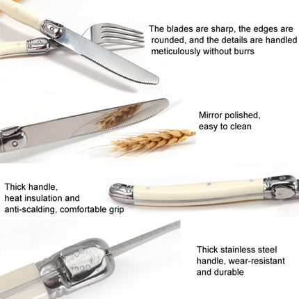 Stainless Steel Knife Fork Spoon Set Plastic Handle Western Tableware, 6 Forks, 6 Spoons, 6 Tea Spoons - DealBuddy