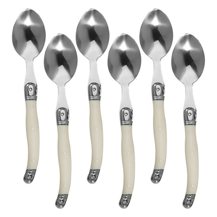Stainless Steel Knife Fork Spoon Set Plastic Handle Western Tableware, 6 Forks, 6 Spoons, 6 Tea Spoons - DealBuddy