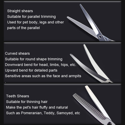 Pet Grooming Scissors Dog Cat Hair Trimming Haircutting Tools, Style:, Straight Shear, Teeth Shears - DealBuddy