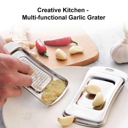 LsCook Thicken Stainless Steel Ginger Garlic Vegetable Puree Grinder, Square, Spoon