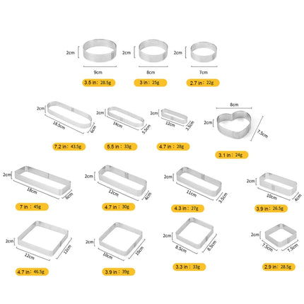 BN1006 Stainless Steel Mousse Circle Thickened Perforated Cake Mold DIY Baking Tools, Rectangle(4.3 inches), Rectangle(4.7 inches), Rectangle(7 inches), Square(2.9 inches), Square(3.3 inches), Square(3.9 inches), Square(4.7 inches), Round(2.7 inches)  ... - DealBuddy