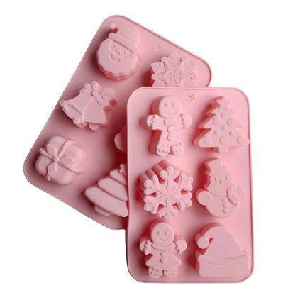 6 Cavity Cake Mold Food Grade Non-Stick Silicone Merry Christmas Festival Dessert Making Mould, Pink Style 1, Pink Style 2 - DealBuddy