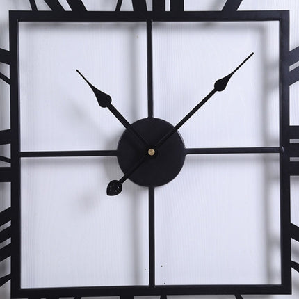 2053 58cm Vintage Living Room Wrought Iron Square Roman Metal Wall Clock