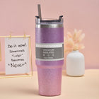Glitter Insulation Coffee Cup Double Layer Ice Cup Stainless Steel Car Cup With Straw, 30oz - DealBuddy