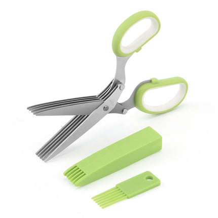Five-Layer Vegetable Scissors Office Shredding Stainless Steel Scissors, Green White, Black Red, Green Gray, Blue Gray - DealBuddy