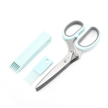 Five-Layer Vegetable Scissors Office Shredding Stainless Steel Scissors, Green White, Black Red, Green Gray, Blue Gray - DealBuddy