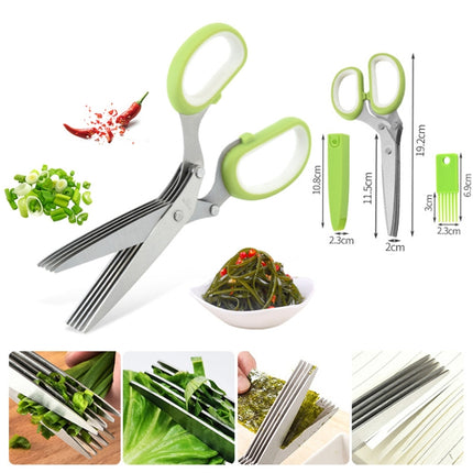 Five-Layer Vegetable Scissors Office Shredding Stainless Steel Scissors, Green White, Black Red, Green Gray, Blue Gray - DealBuddy