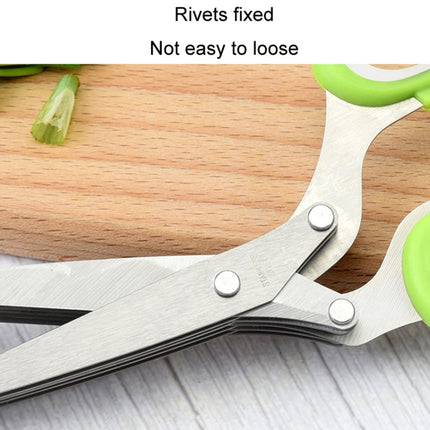 Five-Layer Vegetable Scissors Office Shredding Stainless Steel Scissors, Green White, Black Red, Green Gray, Blue Gray - DealBuddy
