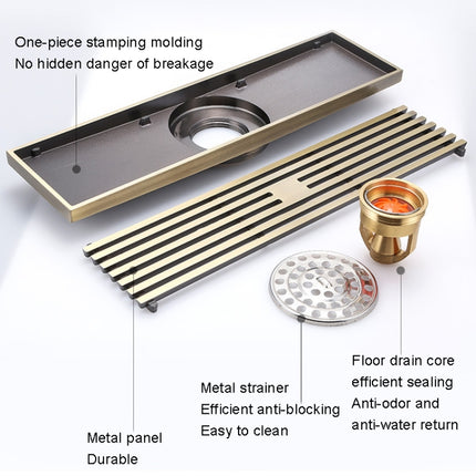 8x30cm Extended Full Copper Strip Floor Drain, Style:, K8034 Chrome Plated+Black Straight Row, K8034 Chrome Plated+Copper Self Seal, K8034 Chrome Plated+5.5 Deep Water Seal, K8034 Chrome Plated+Magnetic Suspension, K8035 Nickel Brushes+Black Straight R... - DealBuddy