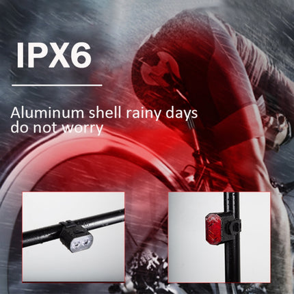 Bicycle Headlight Double T6 Lamp Beads + 16 LED Tail Light Set Rechargeable Helmet Warning Light