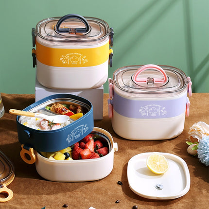 Large Capacity Oval Divided Portable Office Insulation Lunch Box