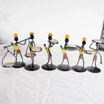 Retro Wrought Iron Man-shaped Candlestick Ornament Restaurant Table Decoration Props