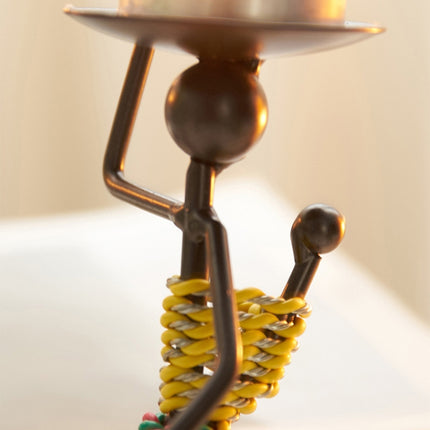 Retro Wrought Iron Man-shaped Candlestick Ornament Restaurant Table Decoration Props