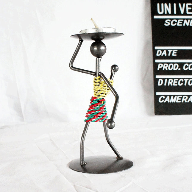 Retro Wrought Iron Man-shaped Candlestick Ornament Restaurant Table Decoration Props, 21, 22, 23, 26 - DealBuddy