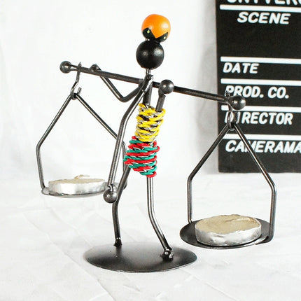 Retro Wrought Iron Man-shaped Candlestick Ornament Restaurant Table Decoration Props