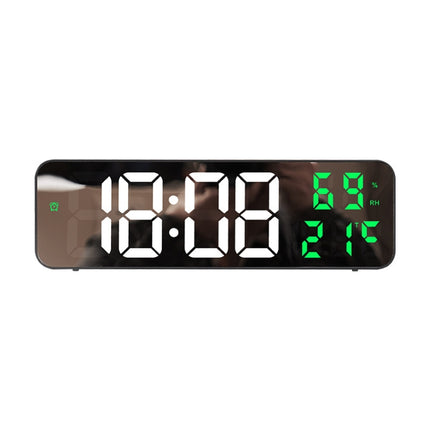 671  Mirror Screen Digital LED Alarm Clock USB Plug-in/Battery Dual-use With Temperature/Humidity Display
