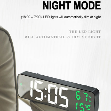 671  Mirror Screen Digital LED Alarm Clock USB Plug-in/Battery Dual-use With Temperature/Humidity Display, 671 (Black Shell White Blue), 671 (Black Shell White Green), 671 (Black Shell White Red) - DealBuddy