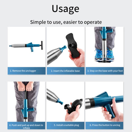 Toilet Pipe Dredger Toilet Sewer Floor Drain Clogged Household High Pressure Pneumatic Tool, HX28 (Gray), HX28 (Black), HX28 (Green), HX28 (White) - DealBuddy