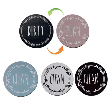 Dishwasher Round Magnet Clean Dirty Sign Double-Sided Dishwasher Magnet Cover - DealBuddy