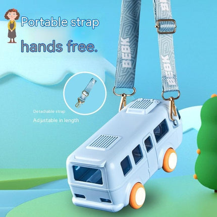 KT-1139 500ml Portable Leakproof Water Cup with Strap Cute Bus Shaped Sippy Cup, Blue, Yellow, Pink - DealBuddy