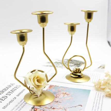 Wrought Iron Double-Headed Candle Holder Party Wedding Table Decoration Candlesticks