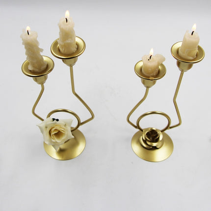 Wrought Iron Double-Headed Candle Holder Party Wedding Table Decoration Candlesticks