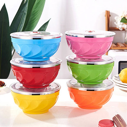 Double-Layer Stainless Steel Bowl With Lid Children Dinner Insulated Rice Bowl, 6pcs /Set 13cm, 6pcs /Set 15cm, 6pcs /Set 17cm - DealBuddy