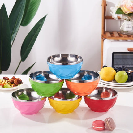 Double-Layer Stainless Steel Bowl With Lid Children Dinner Insulated Rice Bowl, 6pcs /Set 13cm, 6pcs /Set 15cm, 6pcs /Set 17cm - DealBuddy