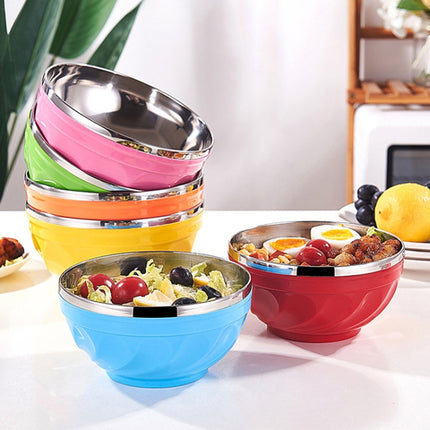 Double-Layer Stainless Steel Bowl With Lid Children Dinner Insulated Rice Bowl, 6pcs /Set 13cm, 6pcs /Set 15cm, 6pcs /Set 17cm - DealBuddy