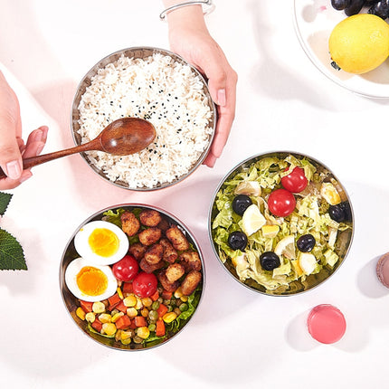 Double-Layer Stainless Steel Bowl With Lid Children Dinner Insulated Rice Bowl, 6pcs /Set 13cm, 6pcs /Set 15cm, 6pcs /Set 17cm - DealBuddy