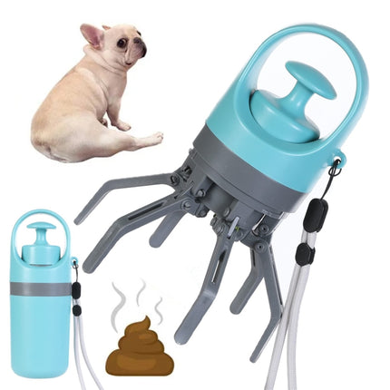 Six-claw Dog Pooper Scooper With Built-in Poop Bag Dispenser, Blue Gray - DealBuddy