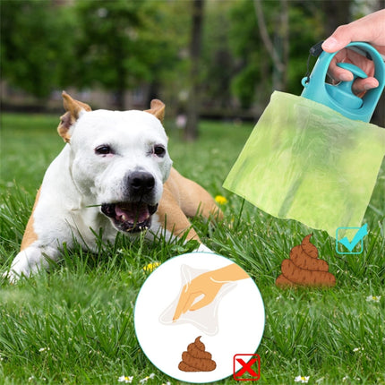 Six-claw Dog Pooper Scooper With Built-in Poop Bag Dispenser, Blue Gray - DealBuddy