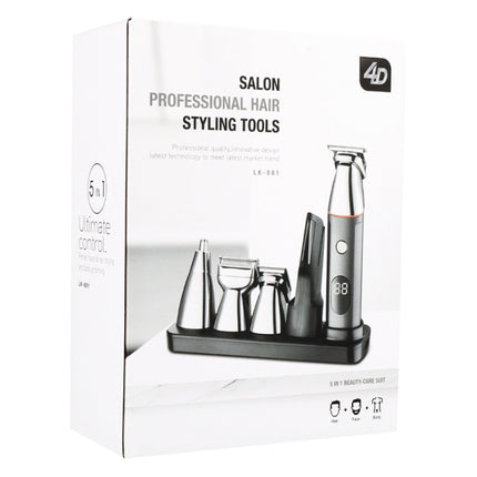 5 In 1 Haircut Digital Display Water Washing Shaver Nose Hair Electric Push Shear Set