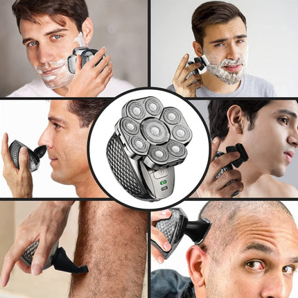 9 Knife Head Multifunctional USB Shaver Full Body Water Washing Shaver Men Hair Bald, 6 In 1 - DealBuddy
