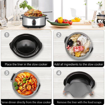 6QT Silicone Slow Cooke Liners Reusable Leakproof Crock Pot Liners, Gray, Black, Pink, Yellow - DealBuddy