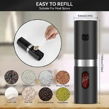 Electric Automatic Salt And Pepper Grinder Set With Charging Base, D2 KYMQ-7C, J2  KYMQ-15C, K2 KYMQ-17C - DealBuddy