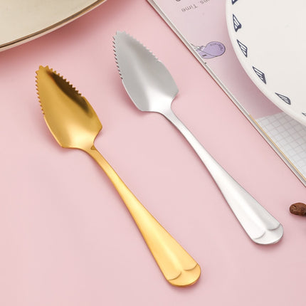 Stainless Steel Scraper Spoon Fruit Grapefruit Spoon Baby Digging Ball Spoon, Silver, Gold - DealBuddy