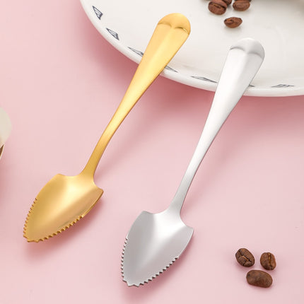 Stainless Steel Scraper Spoon Fruit Grapefruit Spoon Baby Digging Ball Spoon, Silver, Gold - DealBuddy