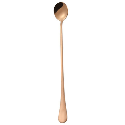 304 Stainless Steel Long Handle Thickened Round Spoon Coffee Ice Drink Mixing Spoon, Stainless Steel Color, Titanium Gold, Rose Gold, Titanium Black - DealBuddy