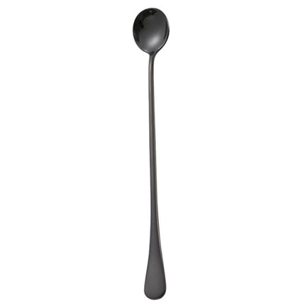 304 Stainless Steel Long Handle Thickened Round Spoon Coffee Ice Drink Mixing Spoon, Stainless Steel Color, Titanium Gold, Rose Gold, Titanium Black - DealBuddy