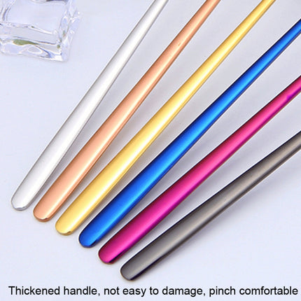 15cm 304 Stainless Steel Spoon Coffee Square Head Spoon Long Handle Mixing Spoon, Stainless Steel Color, Titanium Gold, Rose Gold, Titanium Black, Blue, Purple - DealBuddy