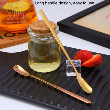 15cm 304 Stainless Steel Spoon Coffee Square Head Spoon Long Handle Mixing Spoon, Stainless Steel Color, Titanium Gold, Rose Gold, Titanium Black, Blue, Purple - DealBuddy