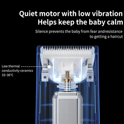 Electric Waterproof Hairdresser Children Low Noise Rechargeable Push Clipper, Suction Upgrade Version White - DealBuddy