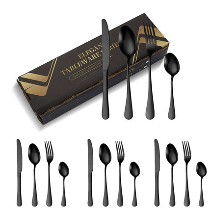 16pcs/set Carton Boxed Gold-Plated Stainless Steel Knife and Fork Set Western Cutlery, Stainless Steel Color, Gold, Rose Gold, Colorful, Black - DealBuddy